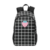 Aesthetic Grid Backpack with Pastel Strawberry Graphic Design