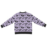 Men's Pastel Goth Bat Pattern Cardigan – Stylish Lilac & Black Design