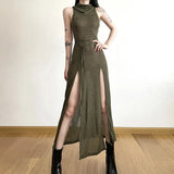 Grunge Fashion Hollow Out Midi Dress - In Control Clothing