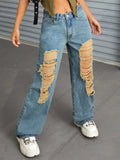 Streetwear Distressed Wide Leg Jeans with Pockets