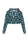 Womens Smiley Face Print Cropped Hoodie - In Control Clothing