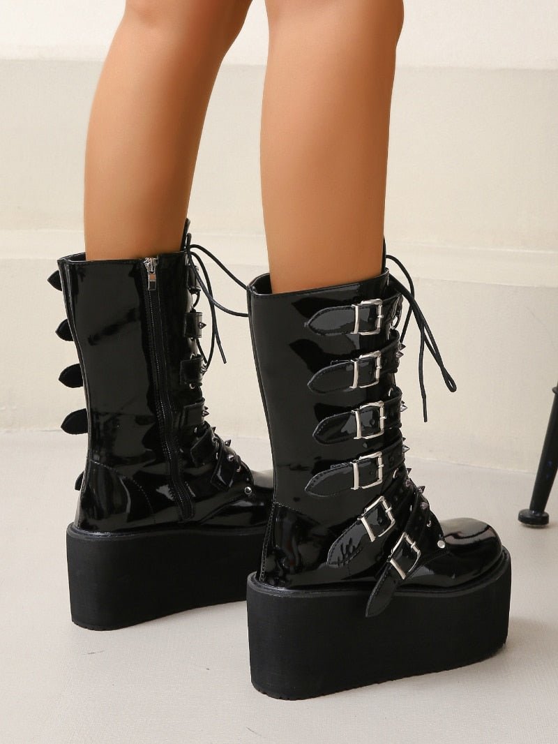 Patent leather boots womens best sale